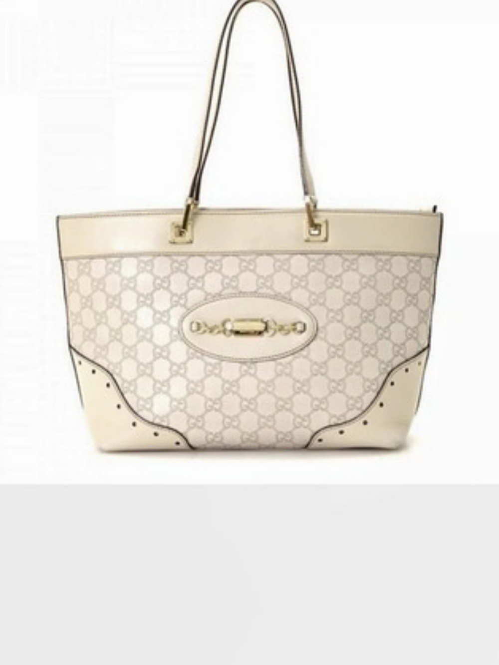 Gucci Guccissima Icon Bit Tote in Beige & White